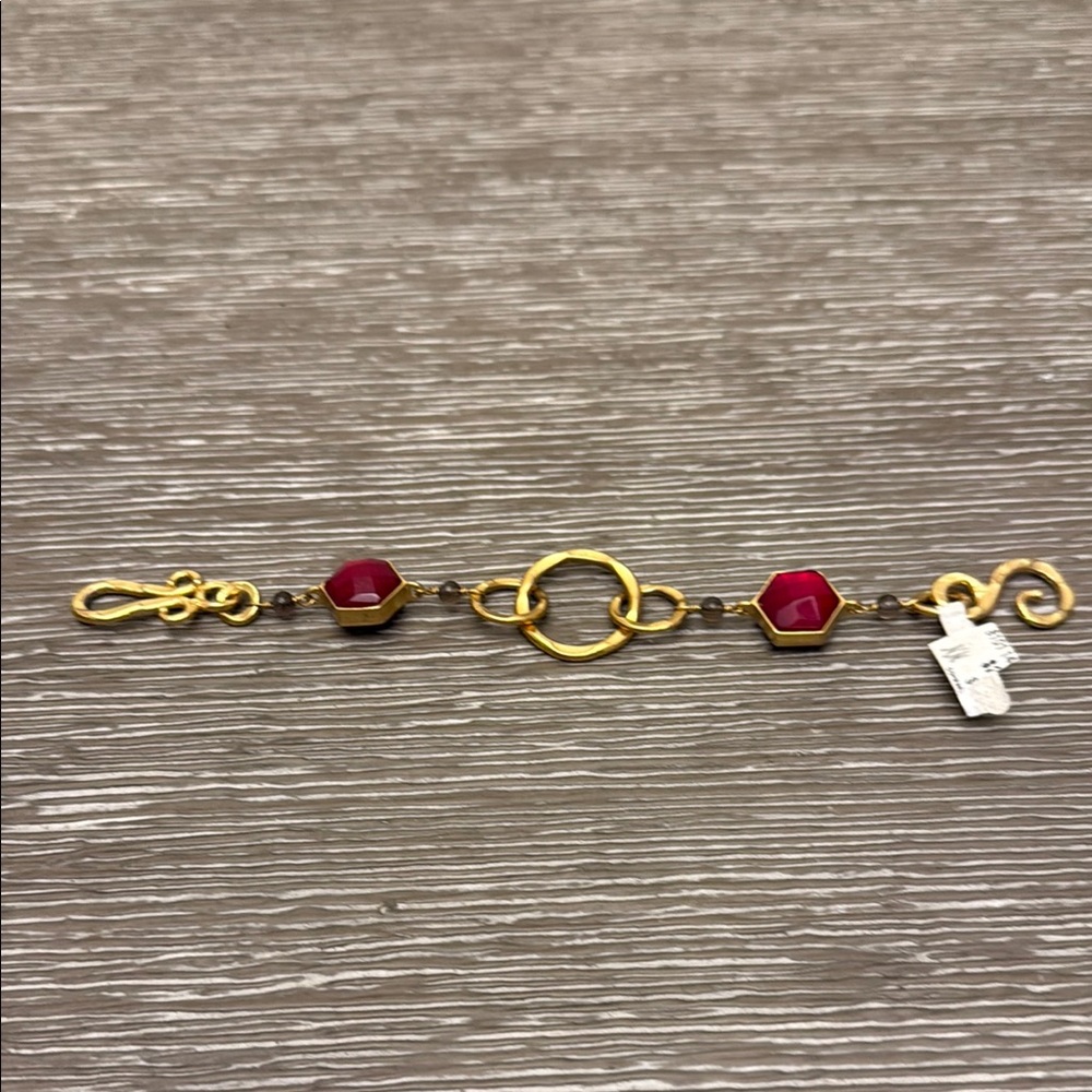 Stephanie Kantis Elegant Gold and Red Bracelet